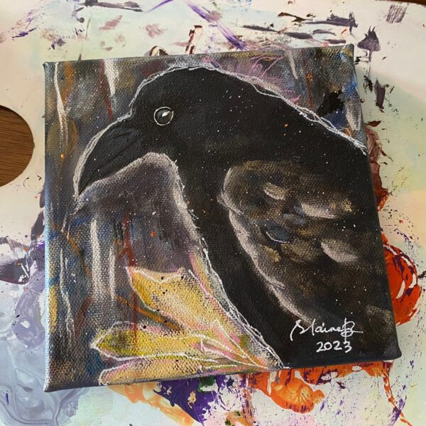 Painting of a crow.