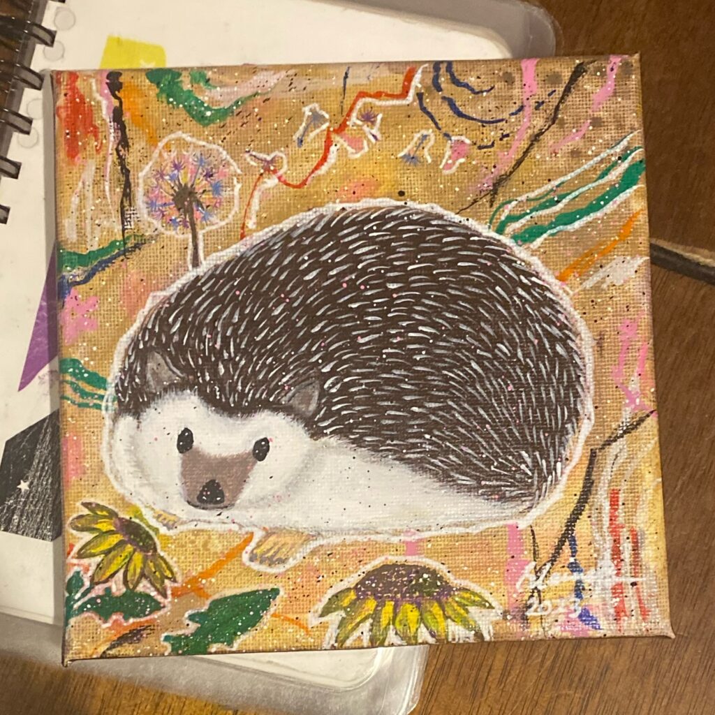 Painting of a hedgehog.