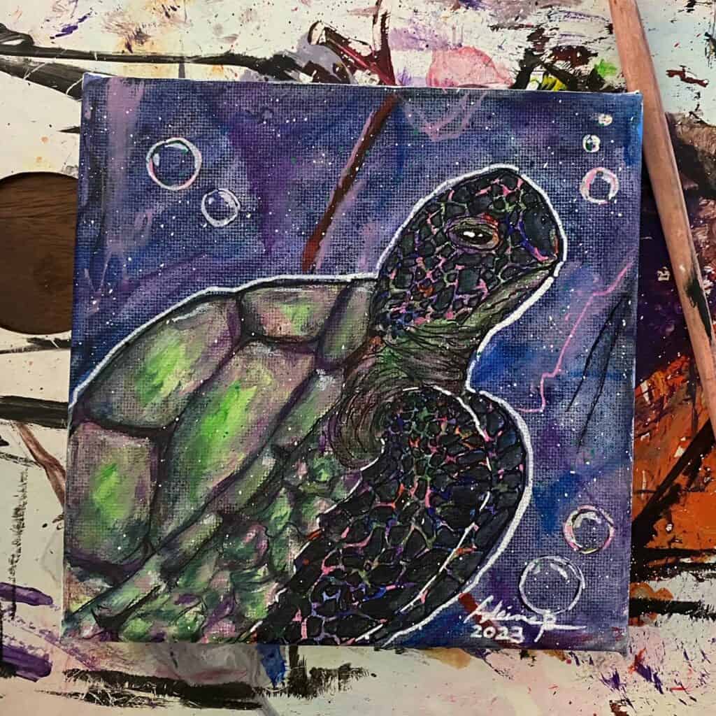 Painting of a sea turtle.