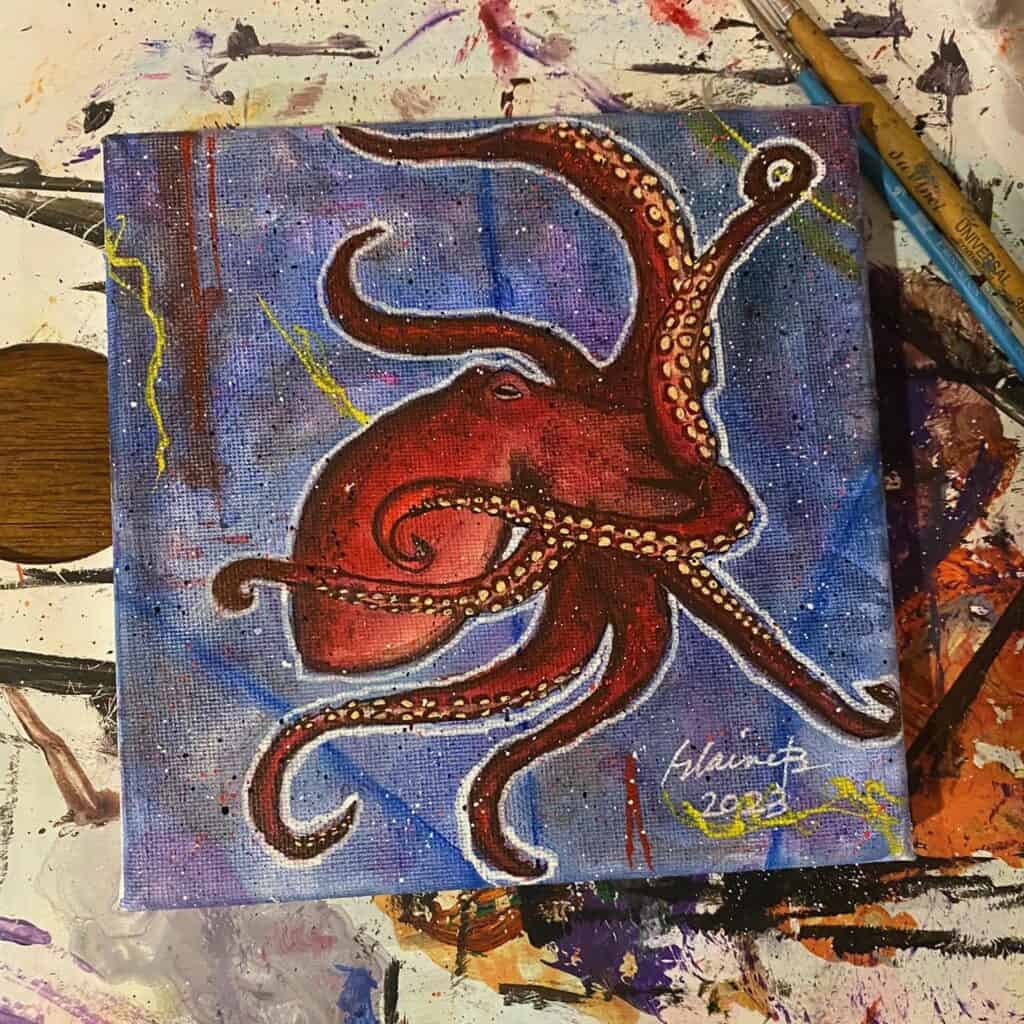 Painting of an octopus.